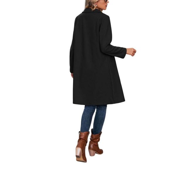 Floral Blooming Black Shawl Collar Single Button Overcoat Women Size L - Picture 3 of 3